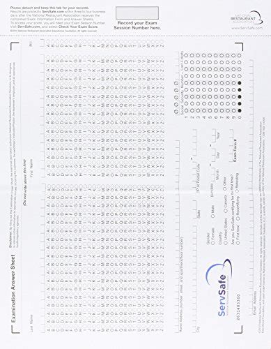 Servsafe exam answer sheet pdf - ServSafe® Exam Answer Sheets, 10 pack *SALE*. $ 349.50 $ 334.99. *Sale shipping 7-10 business days (Monday-Friday)*. Purchase of the Certification Examination Answer Sheet also includes administration, processing and the ServSafe® Certificate upon successful completion of the ServSafe® Food Protection Manager Certification Examination.